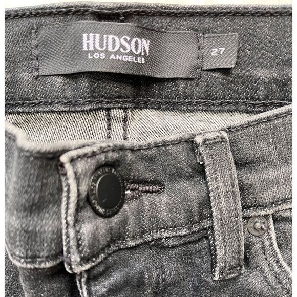 Hudson Jeans Barbara High Rise Track Stripe Super Skinny Jeans in Dark Raven - Picture 10 of 16